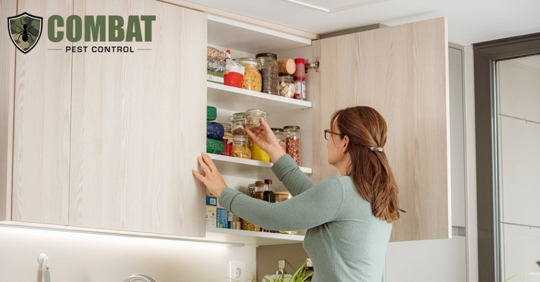 Woman organizing kitchen pantry